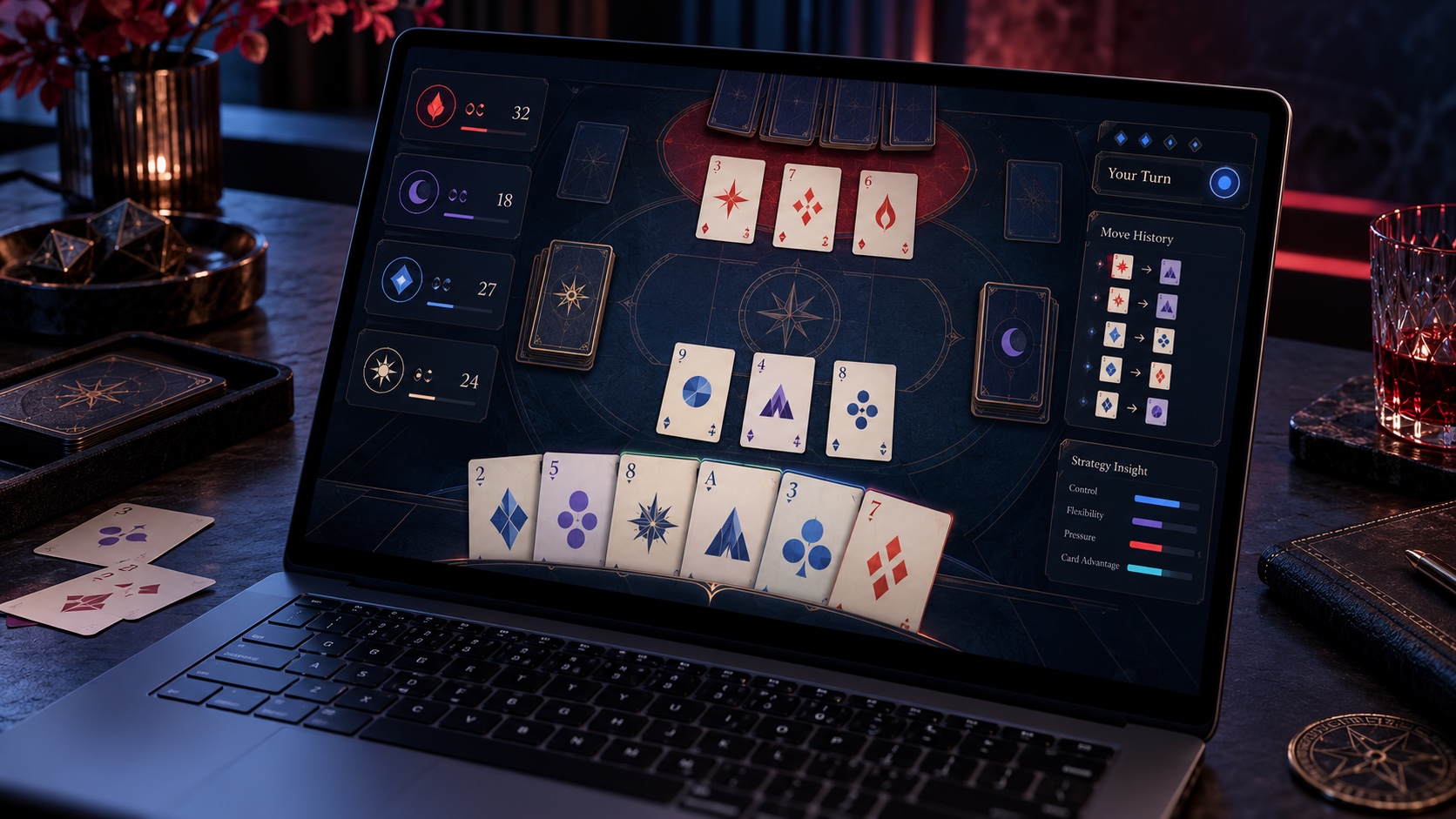 Concept interface for a Webbivo card game product